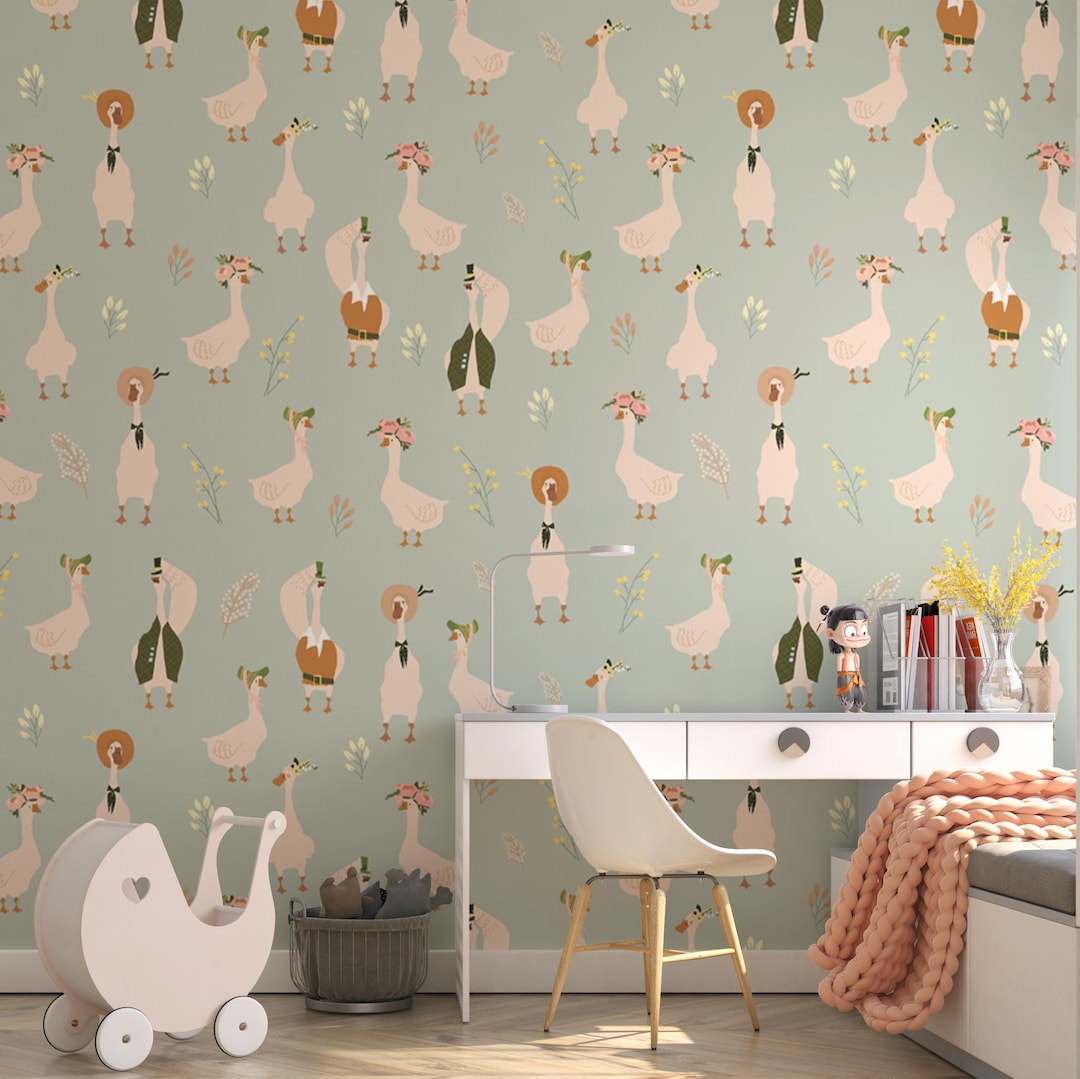 Goose Nursery Decor Wallpaper, Fairy Nursery Wallpaper Peel and Stick ...