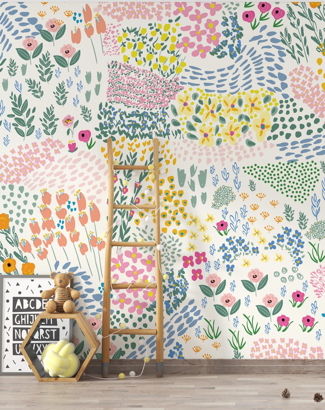 Watercolor Flower Nursery Wallpaper, Peel & Stick Floral Decor for Girl ...