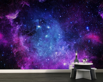 Papel pintado autoadhesivo de galaxias y estrellas, mural espacial, decoración de pared con cielo estrellado, papel pintado con vista al cielo nocturno