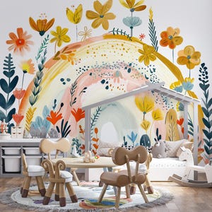 Carta da parati arcobaleno, carta da parati per camerette, decorazioni per baby shower, decorazioni staccabili e attaccabili, carta da parati rimovibile, decorazioni da parete colorate