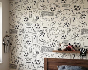 Football Ball Wallpaper Peel and Stick, Sports Wall Murals, Soccer wallpaper, Perfect Gift Football Fan, Boys Room Decor