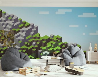 Murale in vinile con videogioco Pixelart, carta da parati con videogioco staccabile e attaccabile, stampa murale con videogioco, staccabile e attaccabile o non incollabile