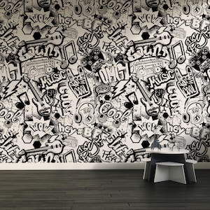 Graffiti Streetart Urban Tapete Schälen & Aufkleben Abstraktes Wandbild Moderne Wandkunst Retro Wanddekor Funky Tapete Selbstklebendes Wandbild
