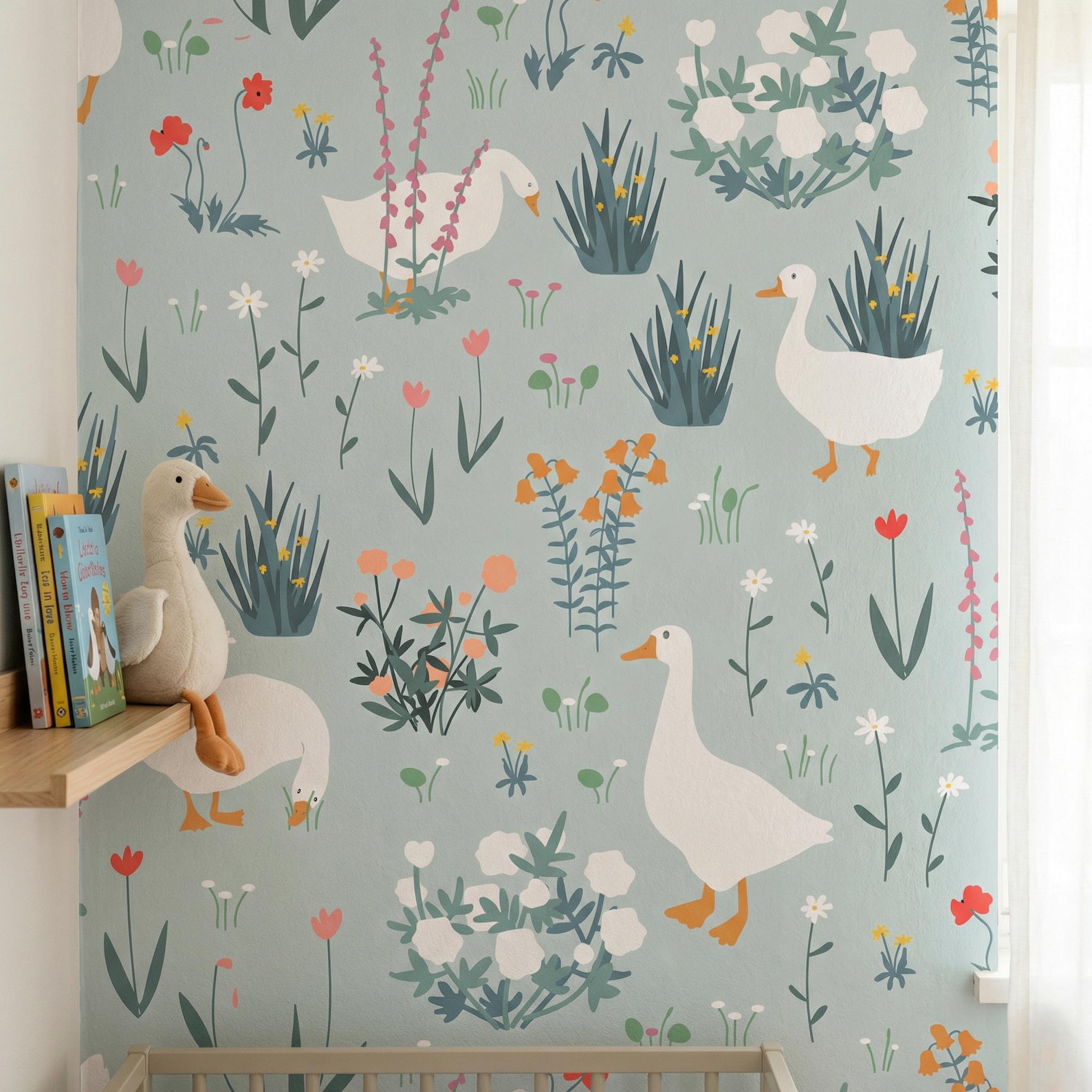 Silly Goose Wallpaper - Vintage Animals Nursery Peel and Stick Mural ...