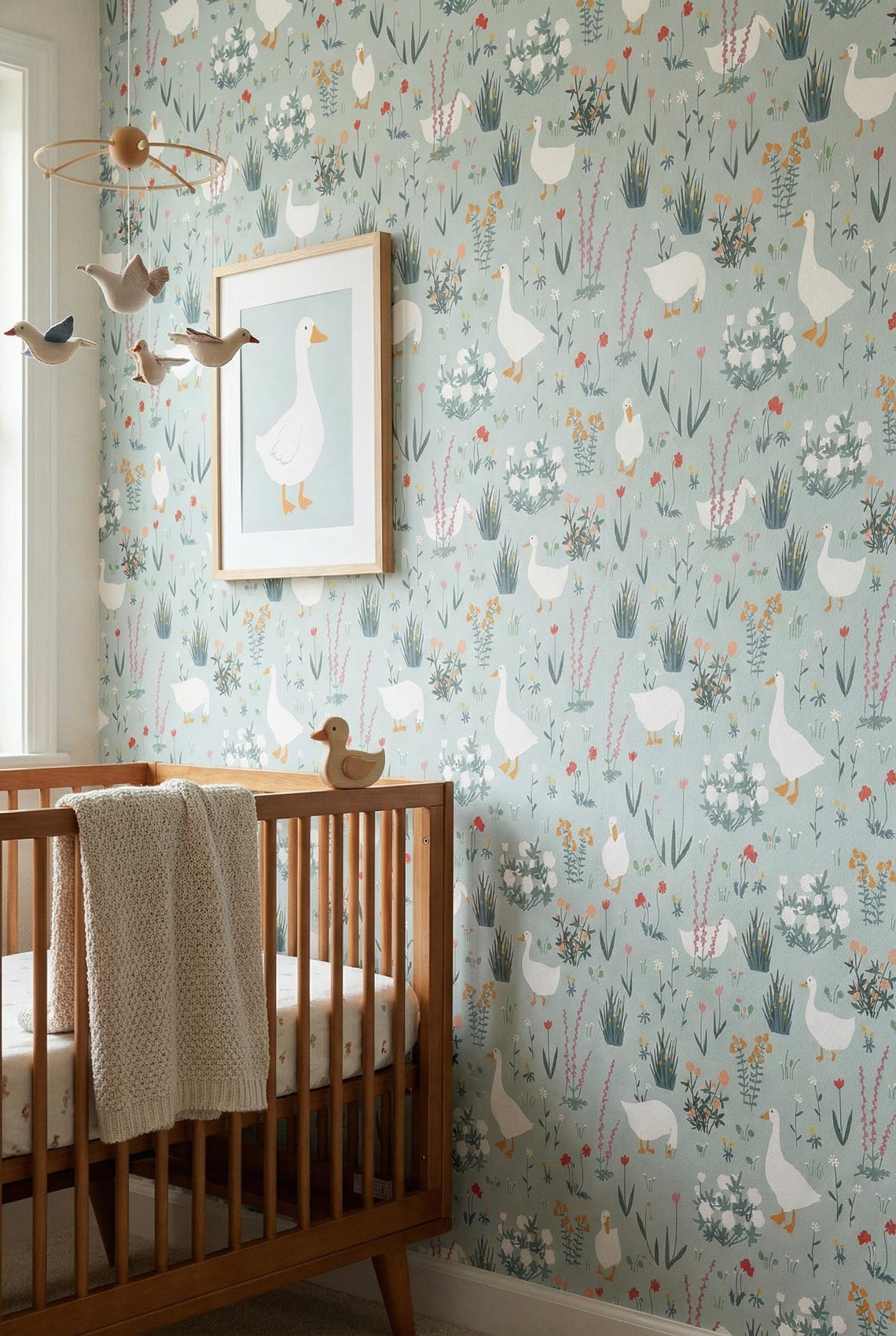 Silly Goose Wallpaper - Vintage Animals Nursery Peel and Stick Mural ...