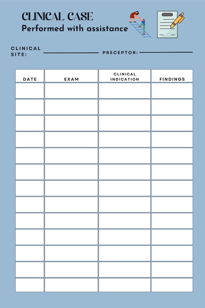 Case Logs Radiology Example Clinical Log Book for Ultrasound Student, Digital Logbook, Logbook for ...