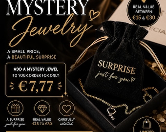 Caja misteriosa de joyería | Bolsa sorpresa dorada | Complemento de lujo para collar, pulsera y anillo | Regalo elegante para mujer | Valor real