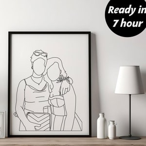 Disegno personalizzato da foto, arte senza volto di famiglia, ritratto di coppia, ritratto con disegno personalizzato, ritratto di coppia con disegno personalizzato, foto digitale