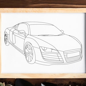 Custom Car Line Drawing, Custom Car Portrait From Photo, Image Outline Sketch Drawing, Car Lover gift, Car Illustrations, Digital Print