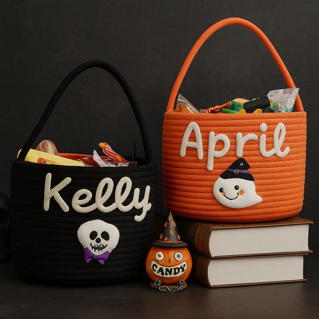 Trick or Treat Bucket for Kids, Custom Halloween Candy Basket ...