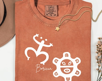 Boricua Taino Unisex T-shirt, Puerto Rico Taino T-Shirt, Coqui Frog and Taino Sun Shirt, Gift for Puerto Rican