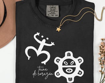 Boricua Taina Unisex T-shirt, Puerto Rico Taina T-Shirt, Coqui Frog and Taino Sun Shirt, Gift for Puerto Rican Woman