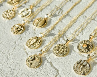 Zodiac Sign Necklace Gold Filled Custom Constellation Necklace Zodiac Coin Necklace Birthday Gift Horoscope Necklace Astrology Necklace