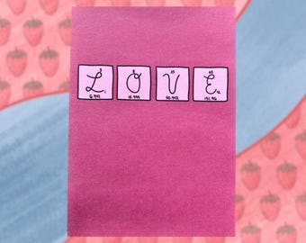 Carte d'amour avec tableau périodique : chimie, cadeau STEM pour la Saint-Valentin