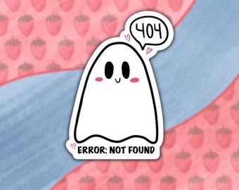 Pegatina de vinilo fantasma con el error 404: un regalo tecnológico divertido