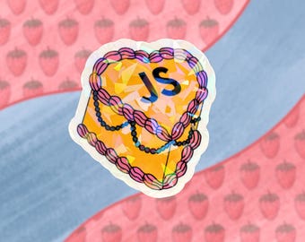 Sticker holographique JavaScript pour gâteau : sticker JS en vinyle imperméable