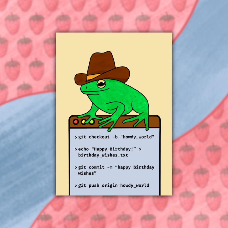 Frog Git Software Engineer Birthday Card: Yeehaw Frog, Git Commands - Etsy