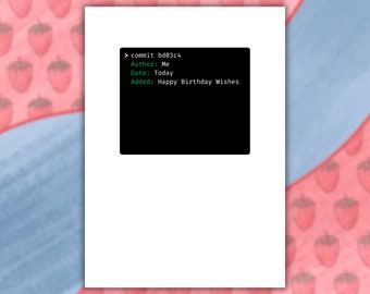 Carte d'anniversaire Git Commit : cadeau de codeur, carte de voeux pour ingénieur logiciel
