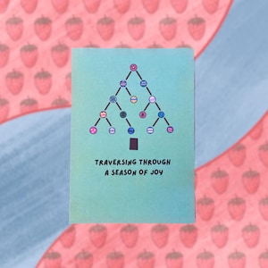Tarjeta de Navidad con árbol binario, tarjeta de Navidad tecnológica, regalo de ingeniero de software, tarjeta navideña de informática, tarjeta navideña geek, humor de codificación