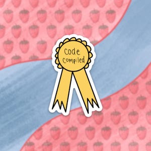 Code Compiled Sticker, Gold Ribbon Award, Tech Humor Gift, Programmer Award, Coding Joke, Dev Sticker, Techie Humor, Developer Gift