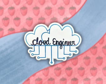Holographic Cloud Engineer Sticker: Weatherproof Techie Gift