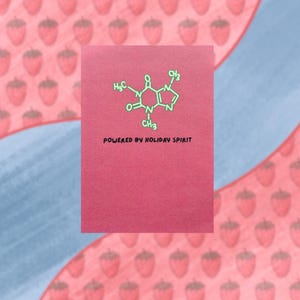 Tarjeta navideña con molécula de cafeína, tarjeta navideña de ciencia, divertida tarjeta de felicitación STEM, regalo para químico, tarjeta navideña para amantes del café, humor científico