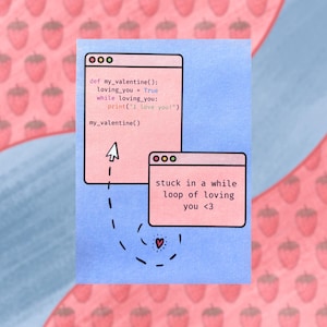 Tarjeta de San Valentín para programadores, atrapada en un bucle de amor, divertida tarjeta de San Valentín tecnológica, regalo para programadores, tarjeta para ingenieros de software