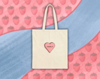 Sac fourre-tout Love Coding en toile de coton Candy Heart - Cadeau ingénieur