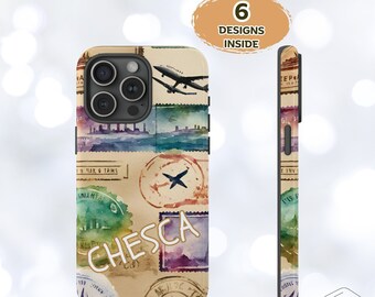 Personalized Phone Case for iPhone, Samsung, Google Pixel - Protective Smartphone Cover Watercolor Designs Optional Custom Name Design A