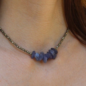 Ephyra tanzanite and pyrite necklace