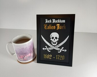 Akachafactory Piraten-Sticker – Wasserdichter Aufkleber 15x11cm Mit Jack Rackham Flagge