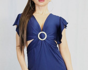 Long Dress / Blue Navy color / Salsa dance dress / Fashion Dress