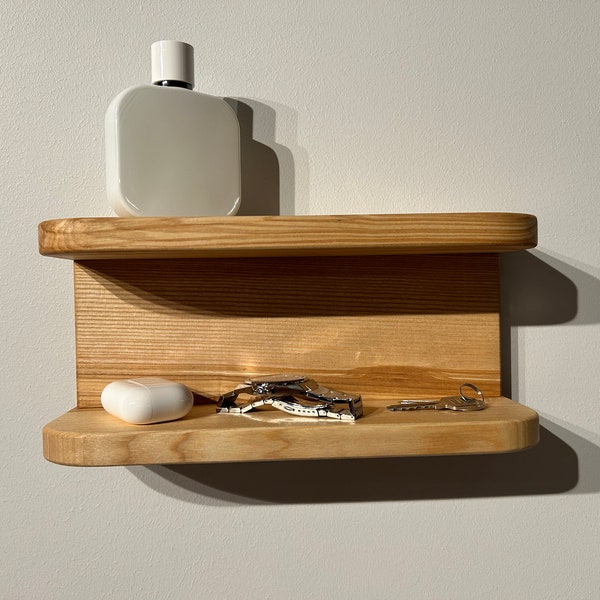 Table de chevet flottante minimaliste pour chambre à coucher en bois massif fixée au mur