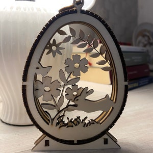 Laser cut Easter egg file , Uova di Pasqua 3D, laser intaglio legno , Idee per Pasqua, cut laser egg, file in formato dxf e per Lightburn. immagine 5