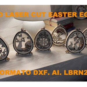 Laser cut Easter egg file, 3D Easter eggs, laser wood carving, Ideas for Easter, laser cut egg, file in dxf format and for Lightburn. image 1