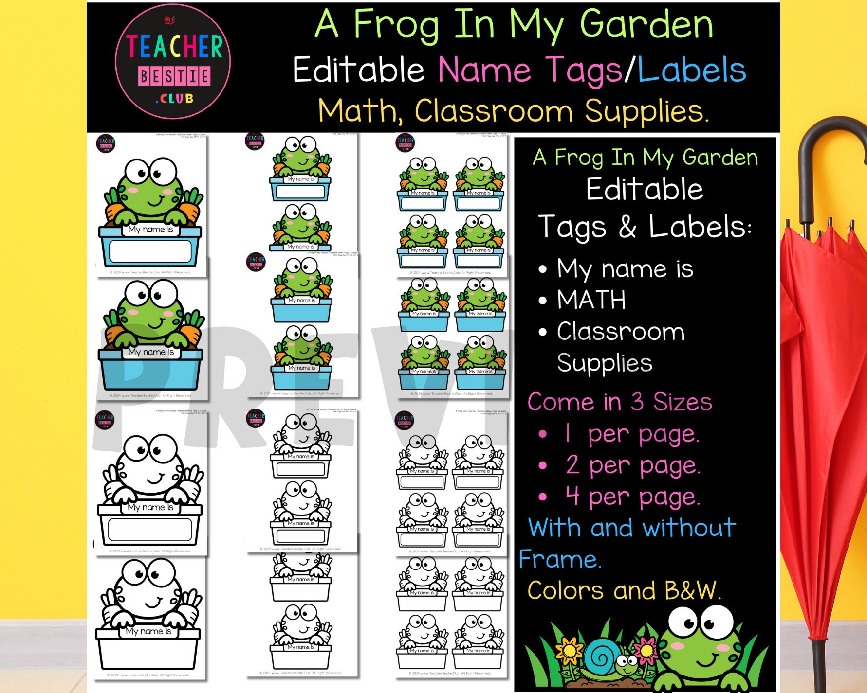 Editable Name Tags, Customized Label in Powerpoint, A Frog in My Garden ...