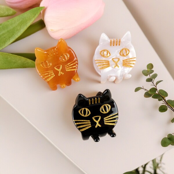 Cute Cat Hair Claw, Small Hair Clips, Acetate Cute Cat Hair Clip, Hair Accessories for Girls, Gifts for Her, Fashionable Hairpin Gift