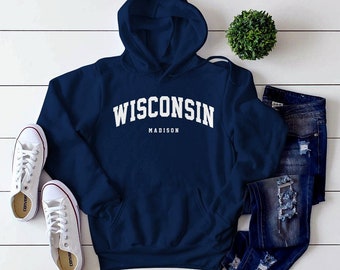 Sudadera con capucha Wisconsin, sudadera con capucha Wisconsin Madison, regalo universitario, algodón cómodo S-5XL
