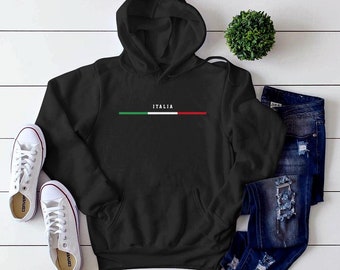 Suéter con capucha con bandera de Italia, sudadera con bandera de Italia, escudo de armas de Italia, jersey cómodo de Italia talla S-5XL