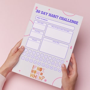 30 Day Habit Builder Challenge PDF and PNG Files Immediate Downloads
