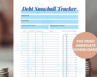 Dave Ramsey Inspired Debt Snowball Tracker PDF Digital File Download