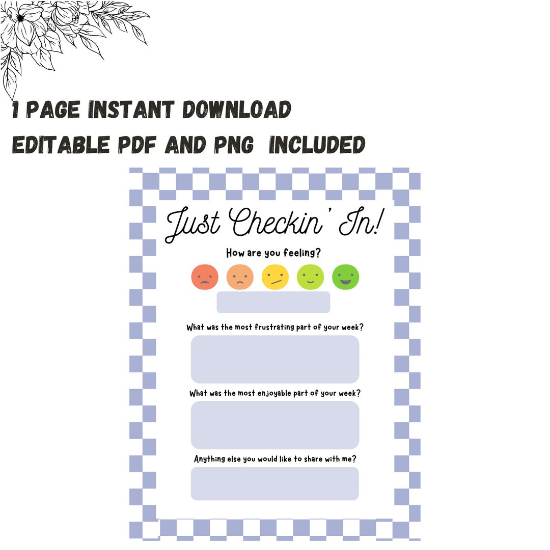 Weekly Check-in Sheet - Etsy