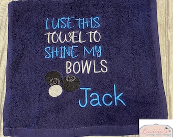 Personalised Bowling Towel, Personalised Bowling Ball Towel, Embroidered Saying, Gifts For Bowling, Personalised Sports Towel Gifts