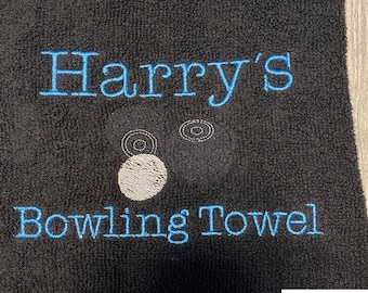 Bowling Towel, Personalised Bowling Towel, Embroidered Saying, Gift For Bowling, Personalised Sports Bowling Towel, Gifts For Men, Women