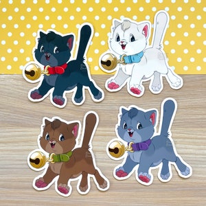 Big Bell Solid Color Cat Sticker / Cute Kitten Sticker / Kawaii Animal Lover Gift / Chibi Pet Sticker for Laptop / Waterproof