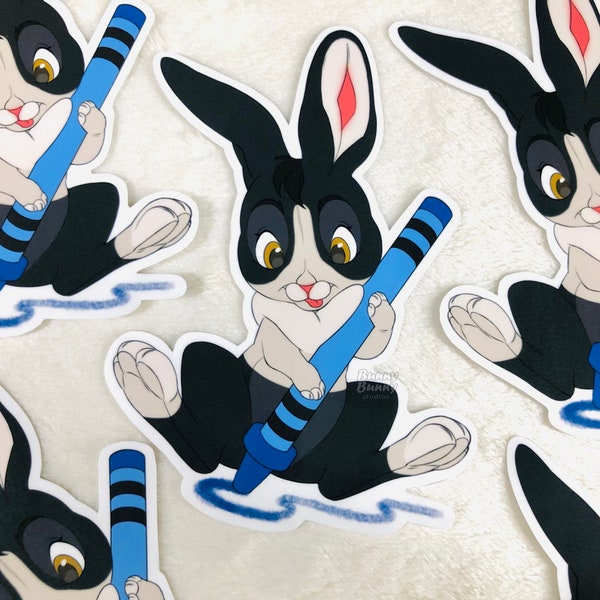 Bunny Sticker Black Dutch Rabbit Vinyl Sticker Waterproof Cute Animal Sticker for Laptop / Kawaii Chibi Cartoon Pet Art Gift for Artist