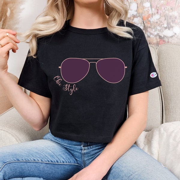 Champion Women's Heritage Cropped T-Shirt - Purple and Pink Lens Design - Chic Style | Women's Fashion | Free Shipping