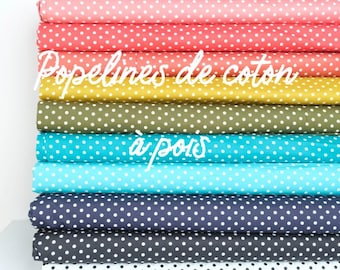 Polka dot cotton poplin fabric by the meter – printed cotton fabric for dresses, blouses, baby clothes, linings, DIY sewing