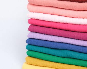 Plain double gauze fabric by the meter – soft cotton for baby clothes, blouses, swaddles, DIY sewing