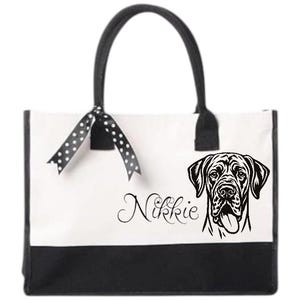 Personalized Dog Tote Bag – Custom Pet Name & Sketch Canvas Bag, Dog Mom Gift, Pet Lover Tote with Breed Illustration | Bundle